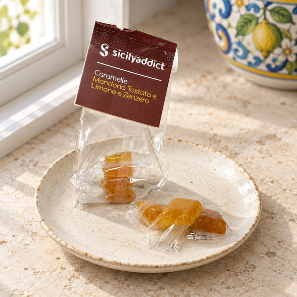 Caramelle artigianali Mandorla Tostata e Limone e Zenzero 40g - SicilyAddict