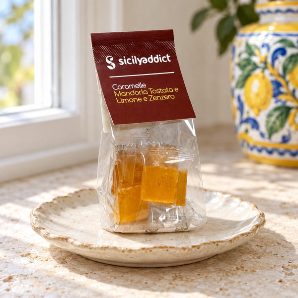 Caramelle artigianali Mandorla Tostata e Limone e Zenzero 40g - SicilyAddict