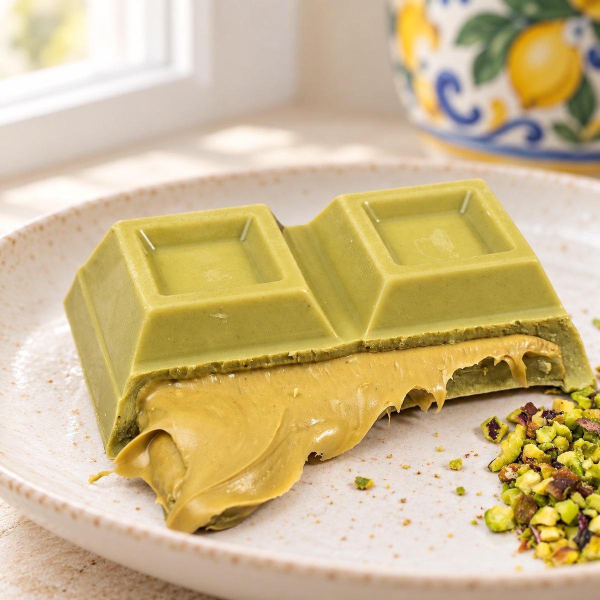 Cioccolato al Pistacchio ripieno di crema 550g - SicilyAddict