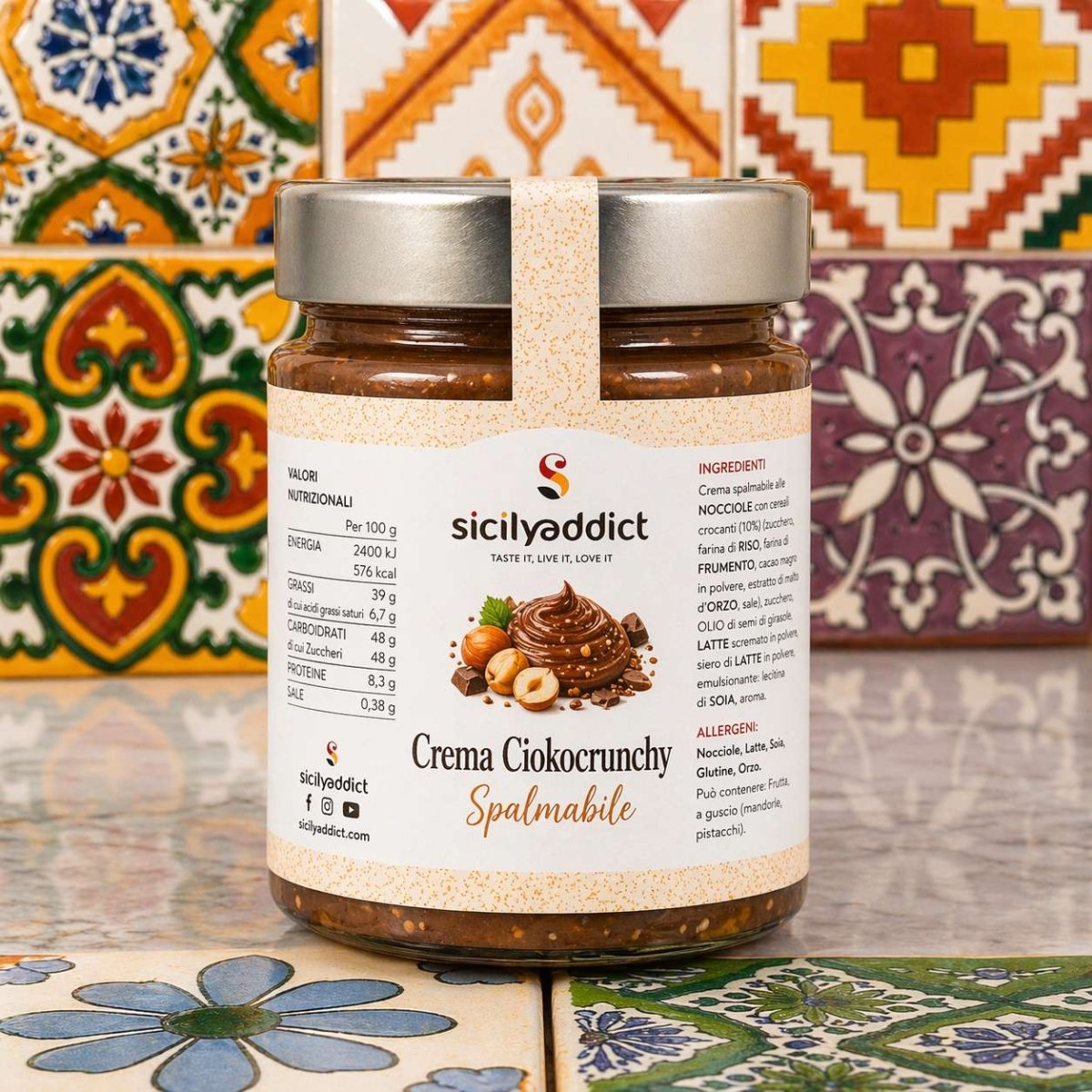 Crema spalmabile al cioccolato e nocciole croccanti CiokoCrunchy - SicilyAddict