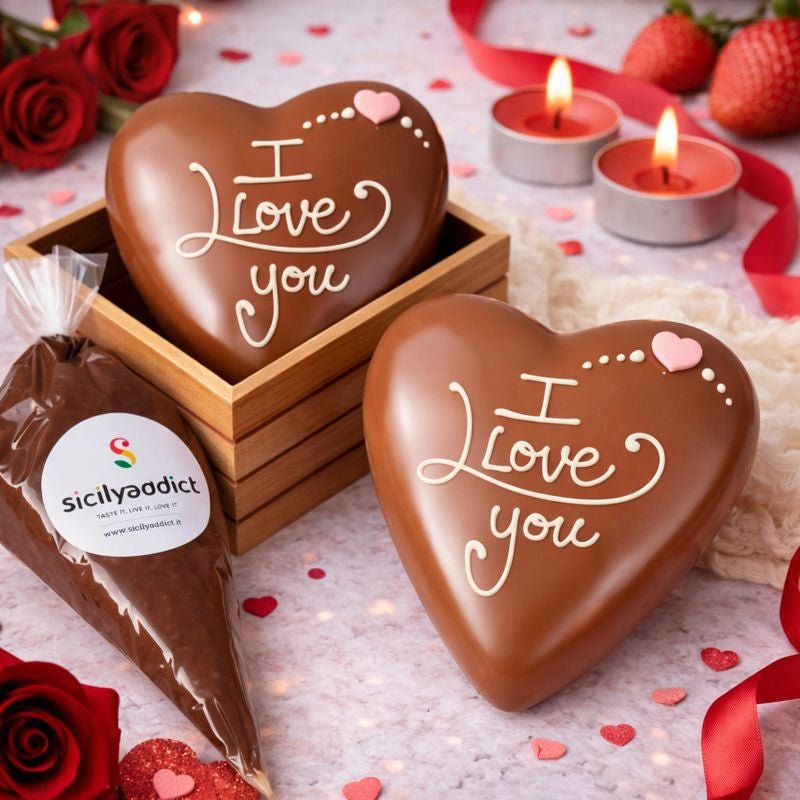 Cuore di cioccolato al latte 350g + 150g sac a poche - SicilyAddict