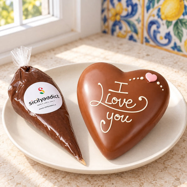Cuore di cioccolato al latte 350g + 150g sac a poche - SicilyAddict
