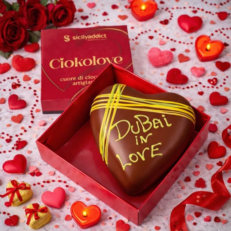 Cuore di cioccolato Dubai Style 350g + 150g sac a poche - SicilyAddict
