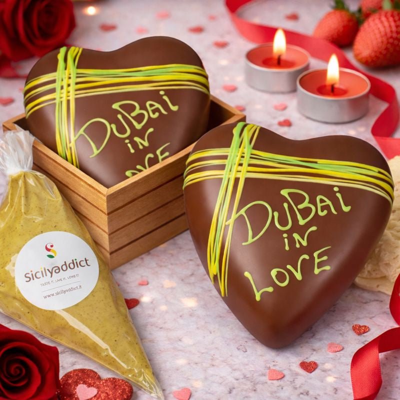 Cuore di cioccolato Dubai Style 350g + 150g sac a poche - SicilyAddict