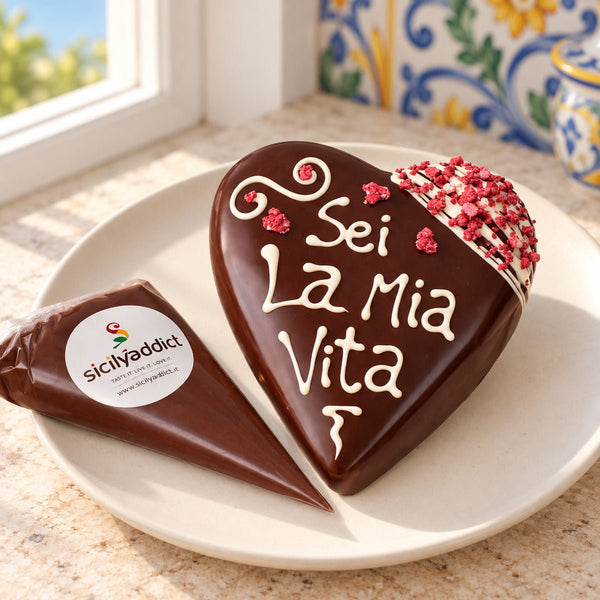 Cuore di cioccolato Fondente 400g + 150g sac a poche - SicilyAddict