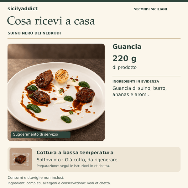 Guancia di Suino Nero dei Nebrodi 220g – Cottura SV a Bassa Temperatura - SicilyAddict