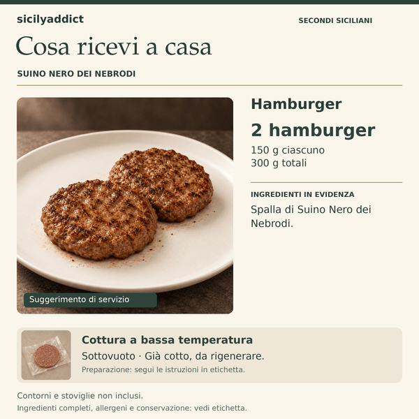 Hamburger di Suino Nero dei Nebrodi 150gx2 pezzi – Cottura SV a Bassa Temperatura - SicilyAddict
