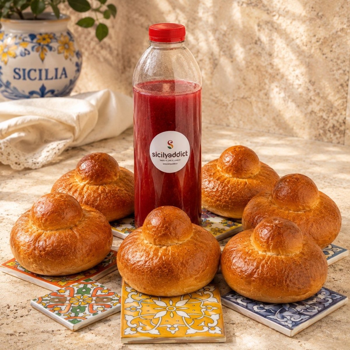 Kit 6 granite Fragola con brioche co' tuppo - SicilyAddict
