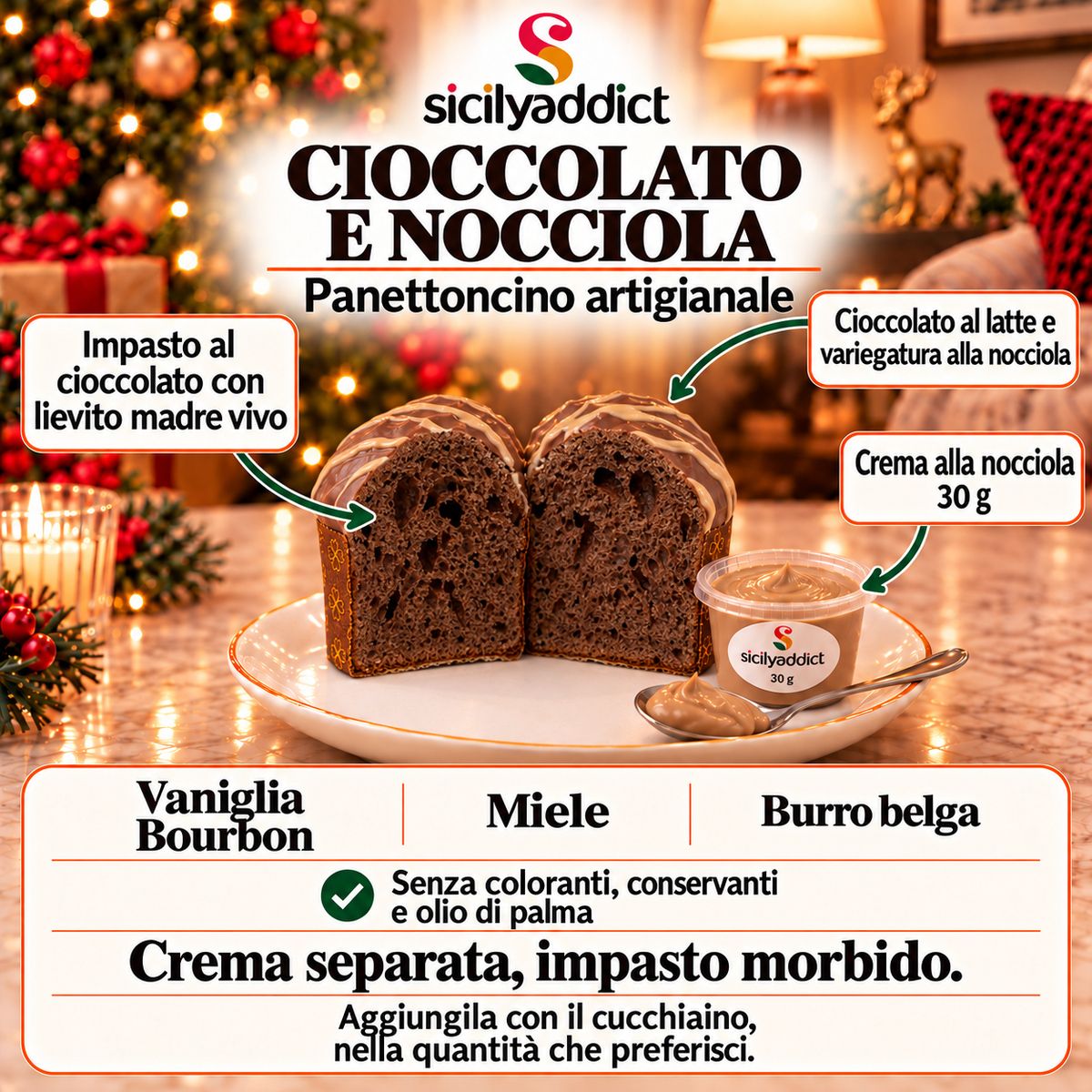 Panettoncino artigianale al cioccolato e nocciole Ciokonocciola - SicilyAddict