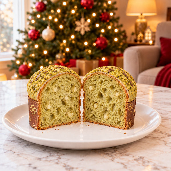 Panettoncino artigianale Pistacchio e Gocce di Cioccolato Bianco - SicilyAddict
