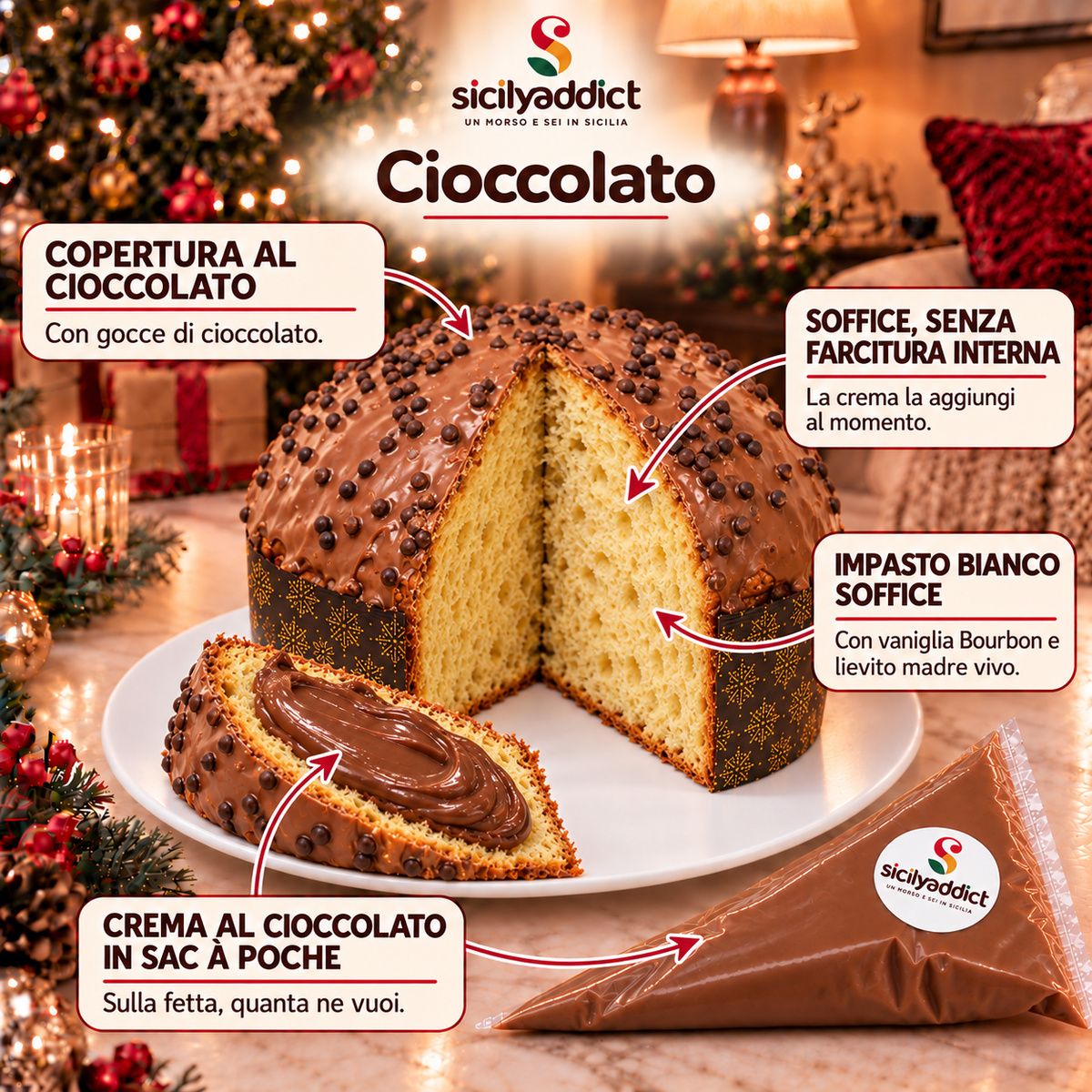 Panettone artigianale al Cioccolato - SicilyAddict