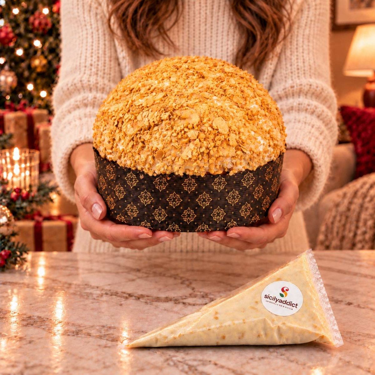 Panettone artigianale al cioccolato bianco e cereali ciokocereali - SicilyAddict