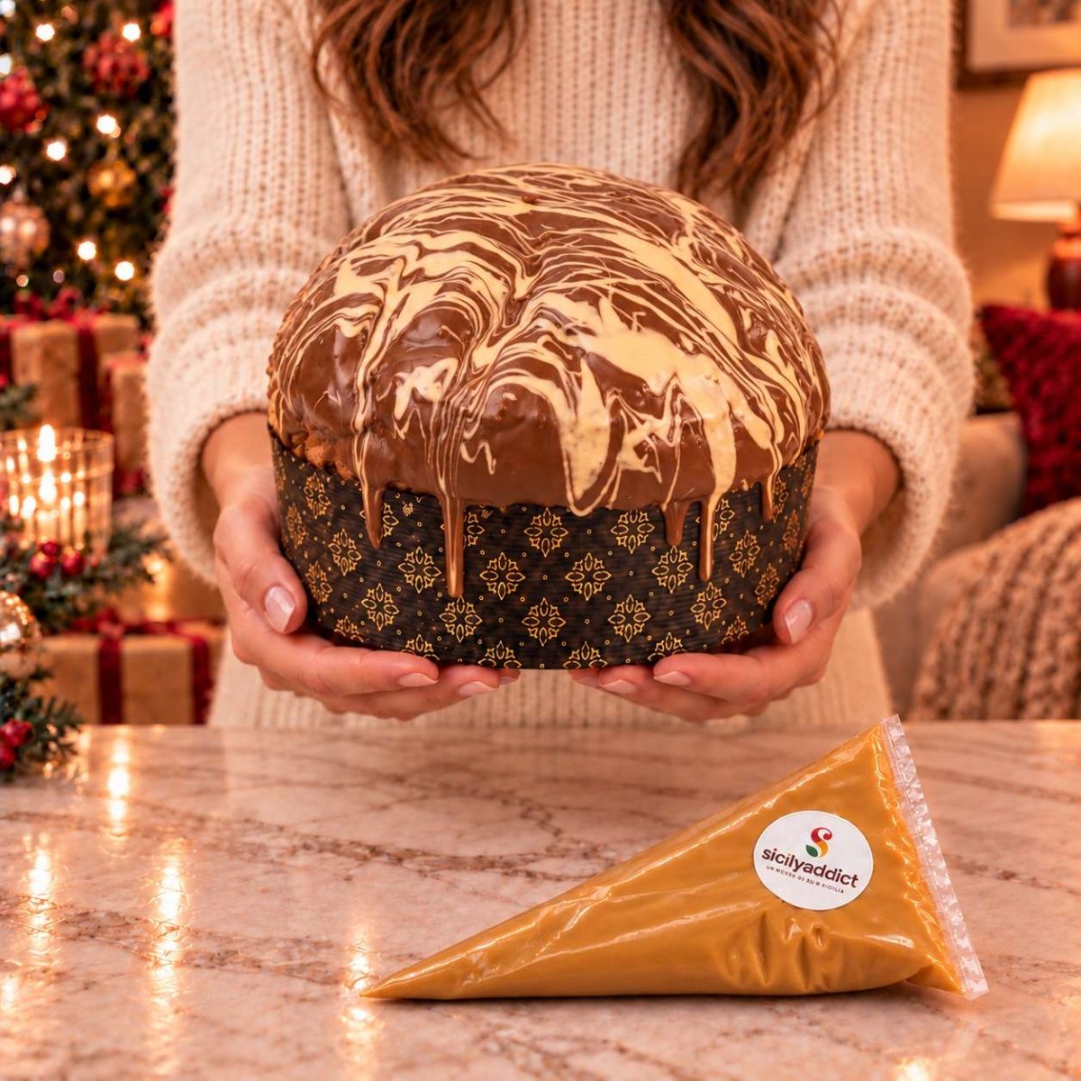 Panettone artigianale al cioccolato e caramello salato Ciokocaramel - SicilyAddict
