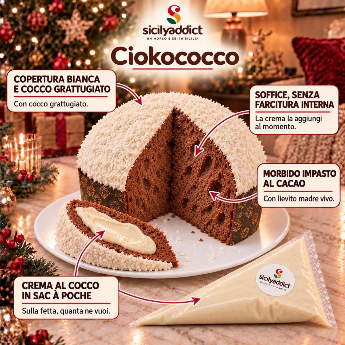 Panettone artigianale al cioccolato e Cocco Ciokococco - SicilyAddict