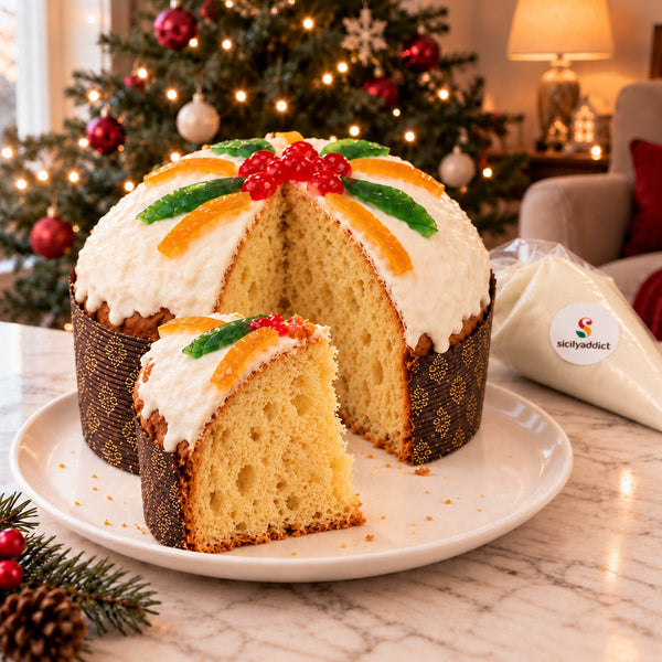 Panettone artigianale alla cassata siciliana Pancassata 800g + sac a poche di ricotta 500g - SicilyAddict