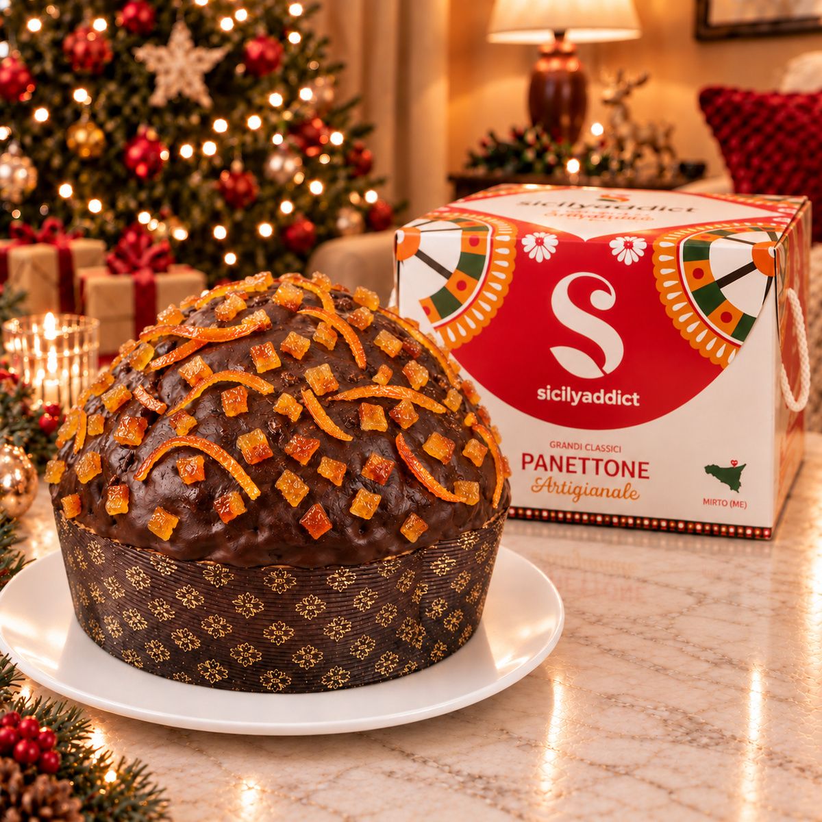 Panettone artigianale Arance Candite e Cioccolato Fondente - SicilyAddict