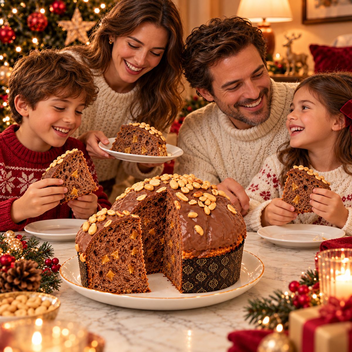 Panettone artigianale Caramello, Cioccolato e Arachidi - SicilyAddict
