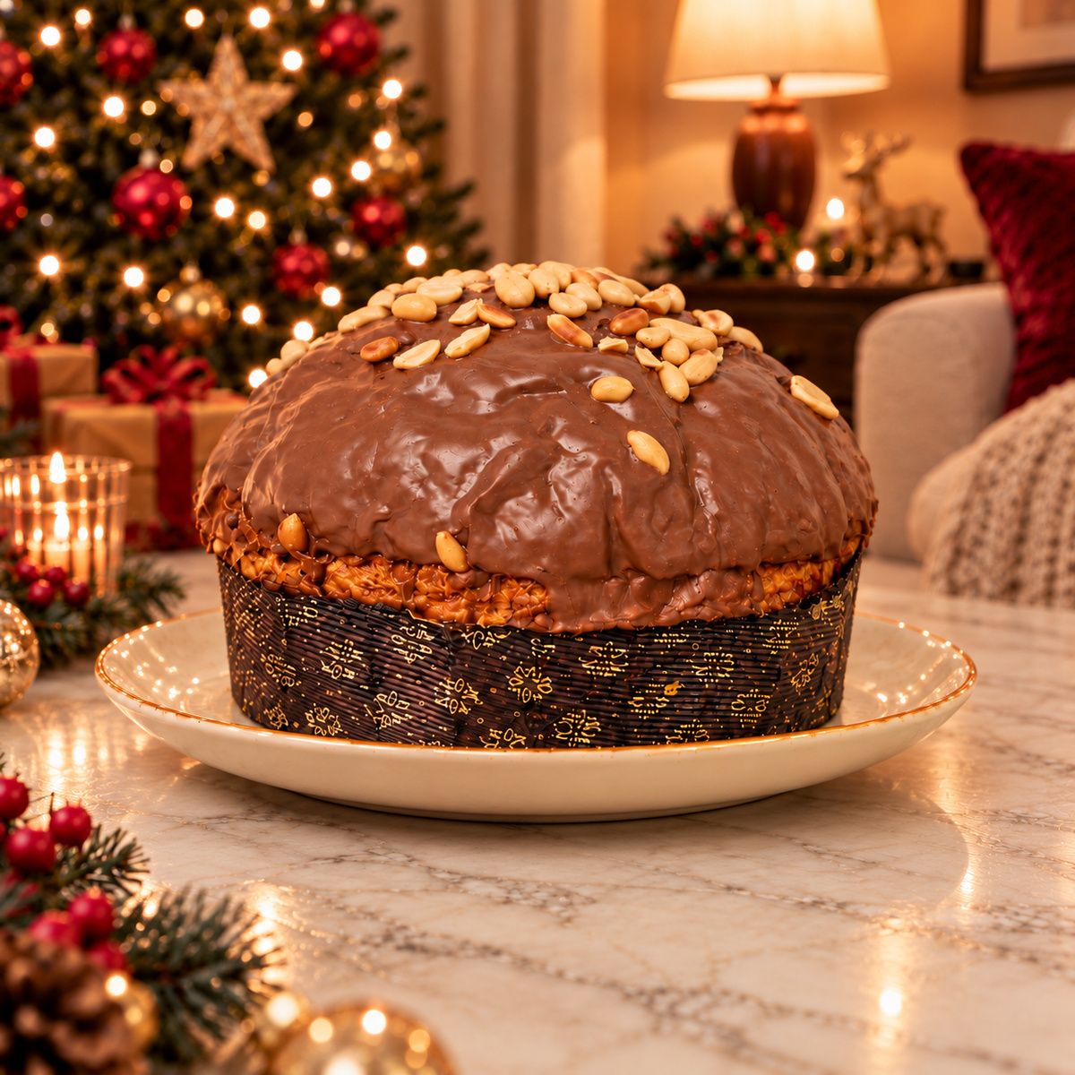 Panettone artigianale Caramello, Cioccolato e Arachidi - SicilyAddict