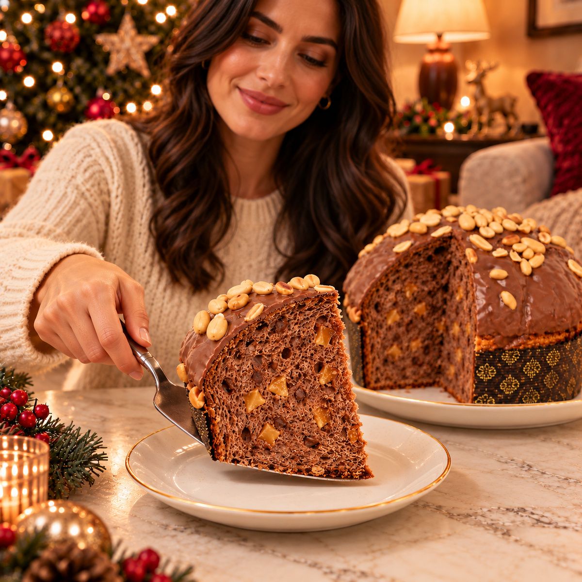 Panettone artigianale Caramello, Cioccolato e Arachidi - SicilyAddict