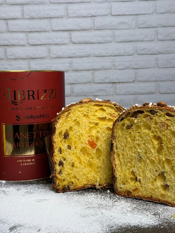 Panettone Tradizionale con uvetta e canditi Linea Librizzi Deluxe 1kg - SicilyAddict