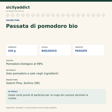 Passata di pomodoro bio 420 g - SicilyAddict