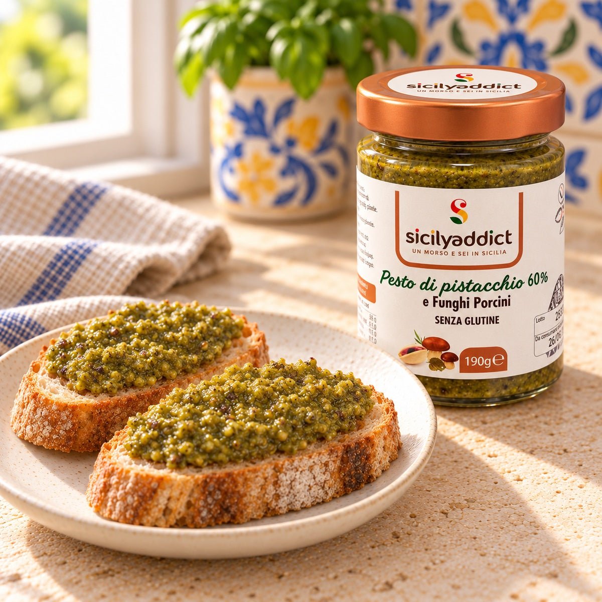 Pesto di pistacchio e funghi 190g - SicilyAddict
