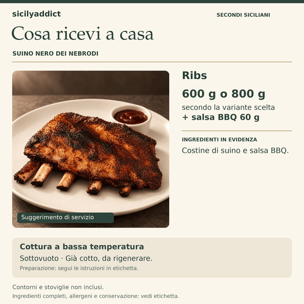 Ribs di Suino Nero dei Nebrodi – Cottura SV a Bassa Temperatura x2 persone - SicilyAddict