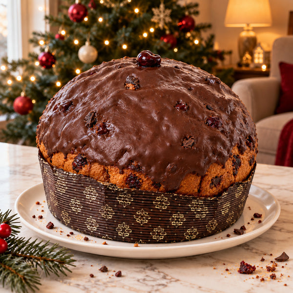 Panettone alle amarene e cioccolato fondente SicilyAddict, intero.