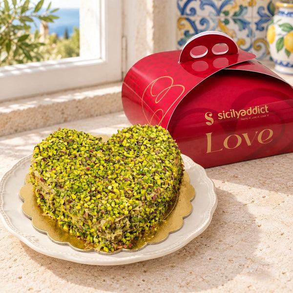 Torta cuore di pistacchio 600g con Confezione Regalo - SicilyAddict