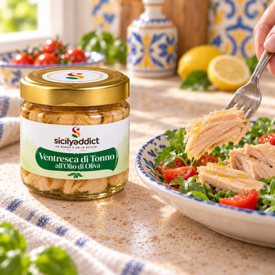 Ventresca di Tonno qualità Pinna Gialla in olio di oliva 200gr - SicilyAddict