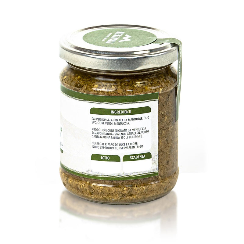 Paté di Capperi di Salina con Mandorle e Mentuccia 180 g