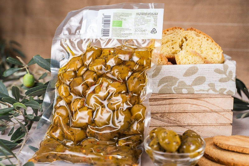 Seasoned green olives 300g