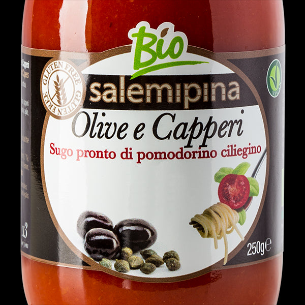 Sugo pronto olive nere e capperi 250 g