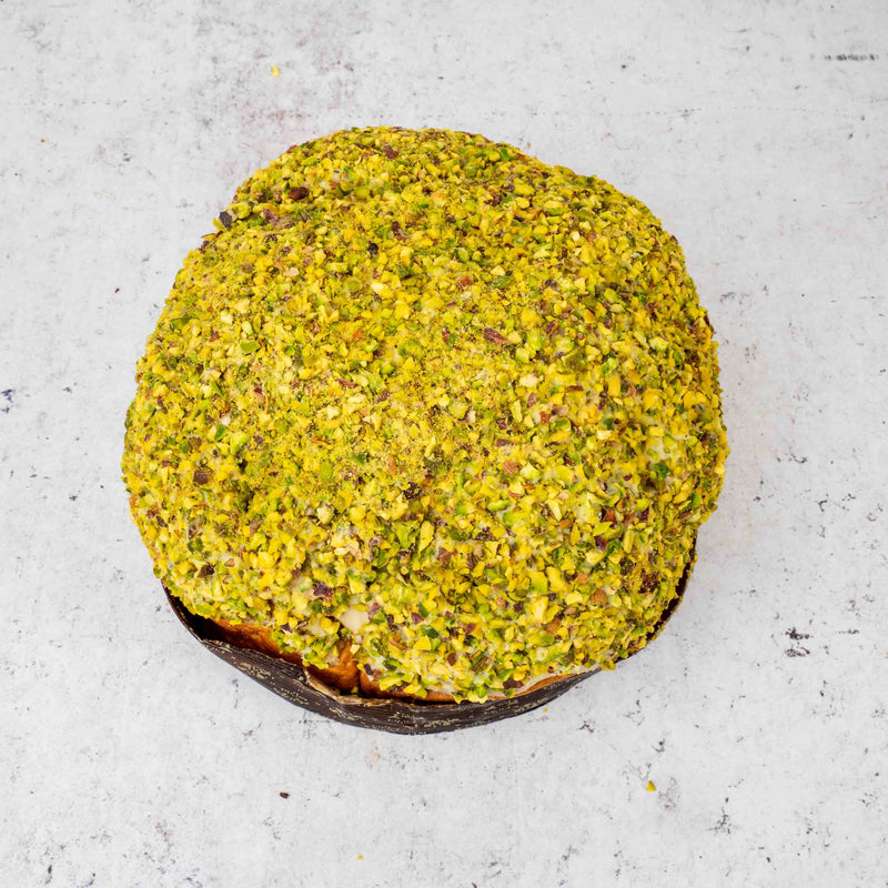 Panettone artigianale al pistacchio 1kg con crema di pistacchio in sac a poche da 200g