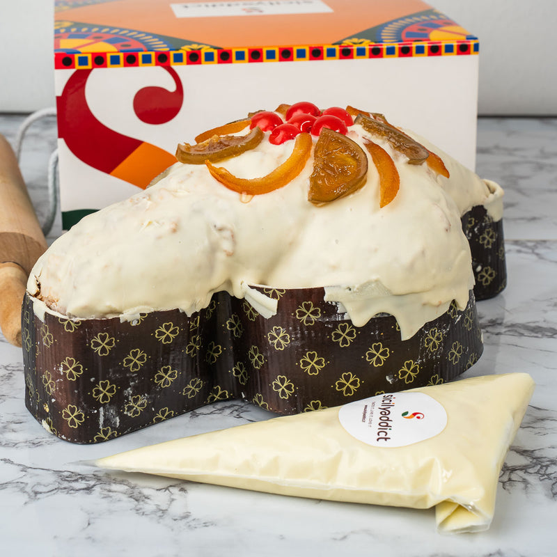 Colomba artigianale alla cassata siciliana 1Kg + sac a poche di ricotta 500g