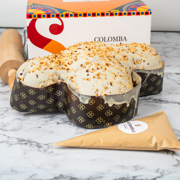 Colomba artigianale alla nocciola 1kg con crema alla nocciola in sac a poche