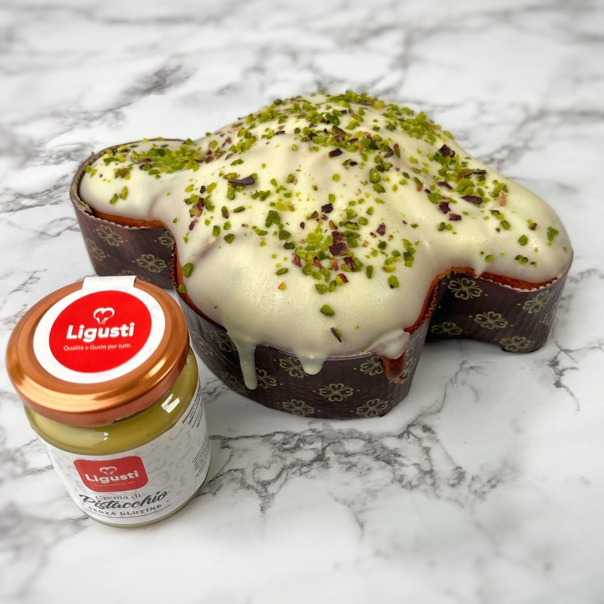 Colomba al pistacchio senza glutine 500g con crema spalmabile 90g - SicilyAddict