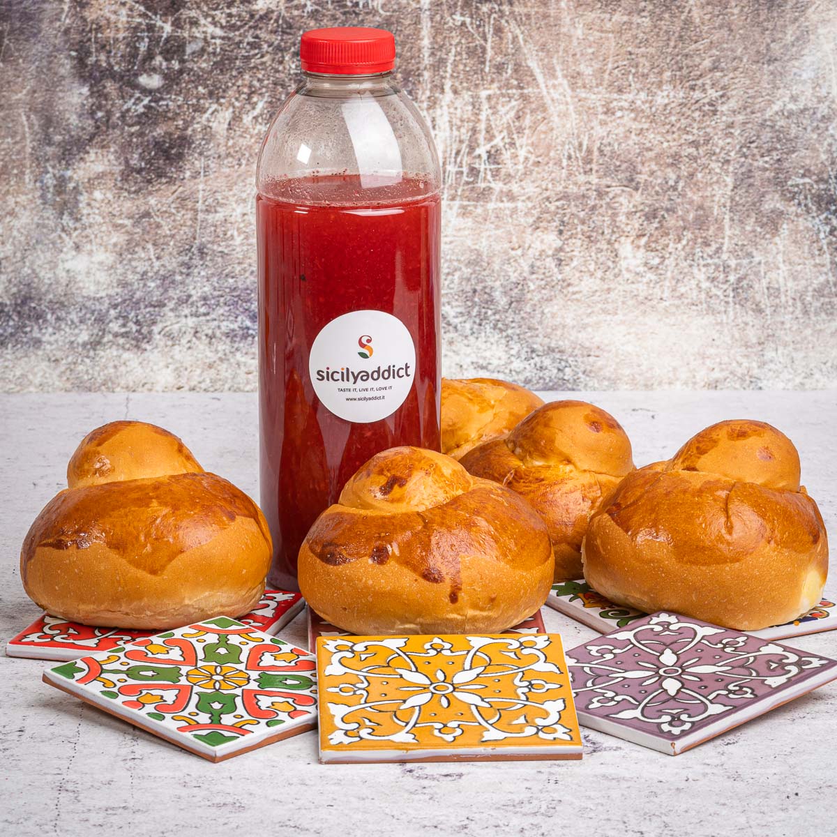 Kit 5 granite Fragola con brioche co' tuppo - SicilyAddict